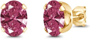 Gem Stone King Red 18K Yellow Gold Plated Silver Stud Earrings Set For Women Men with Zirconia