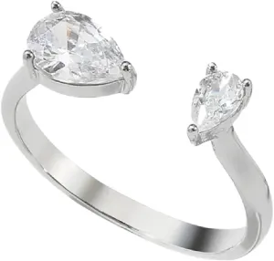 Gift Fashion High Water Drop Zirconia Rings For Women Simple Imitation Pearls Open Ring Wedding Party Jewelry