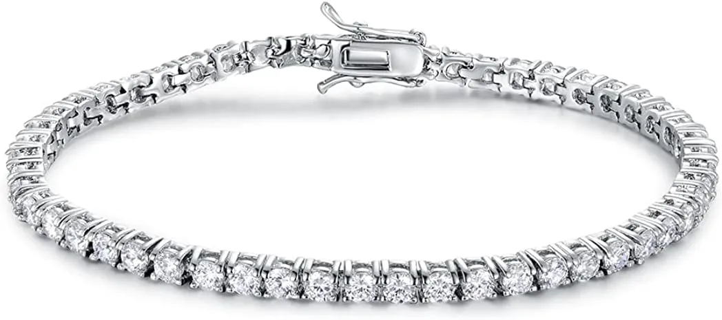 GMESME 18K White Gold Plated 3.0mm Cubic Zirconia Classic Tennis Bracelet 6/6.5/7/7.5/8/8.5/9 Inch