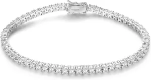 GMESME 18K White Gold Plated 3.0mm Cubic Zirconia Classic Tennis Bracelet 6/6.5/7/7.5/8/8.5/9 Inch