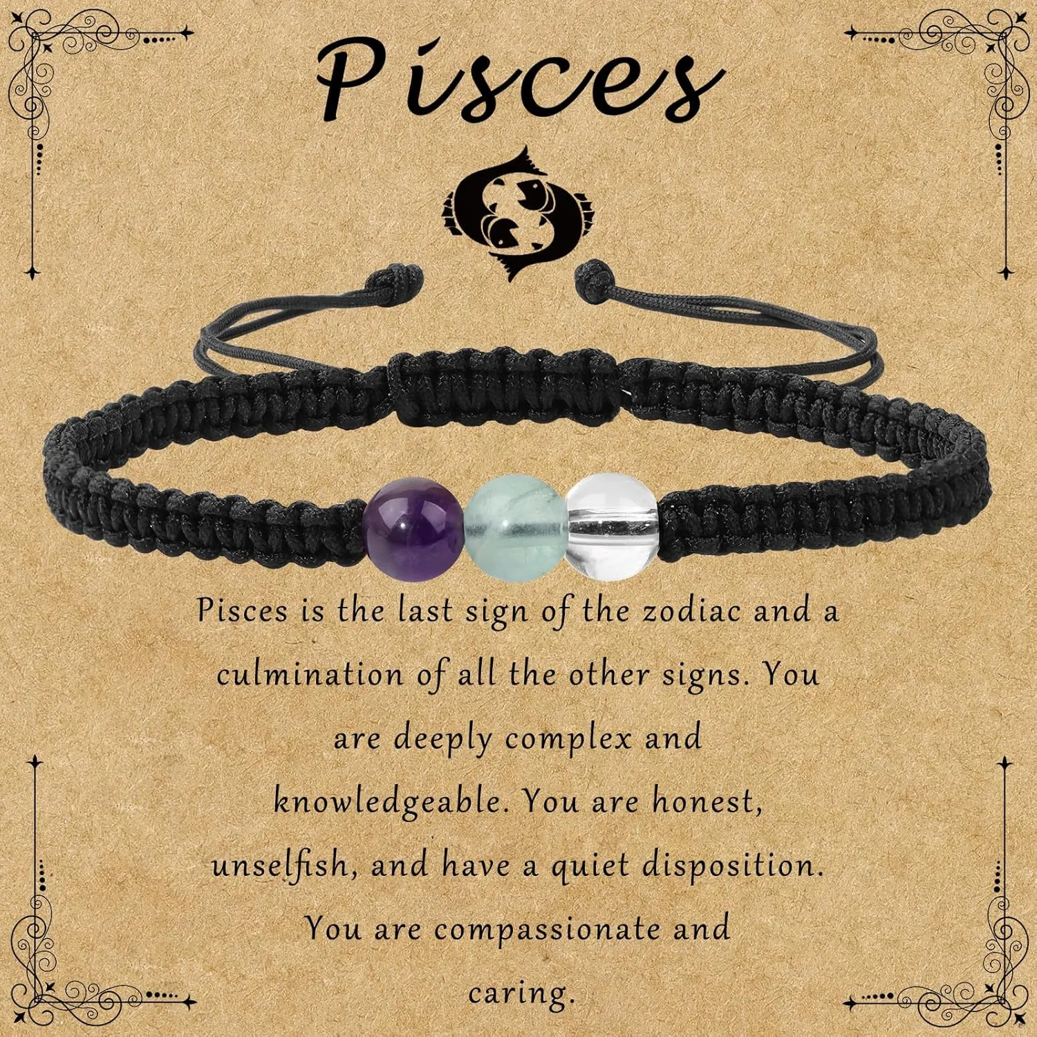 GolbalJew Zodiac Bracelets for Women Healing Crystal Stone 6mm Beads Bracelet Birthday Zodiac Gifts Horoscope Spiritual Bracelet