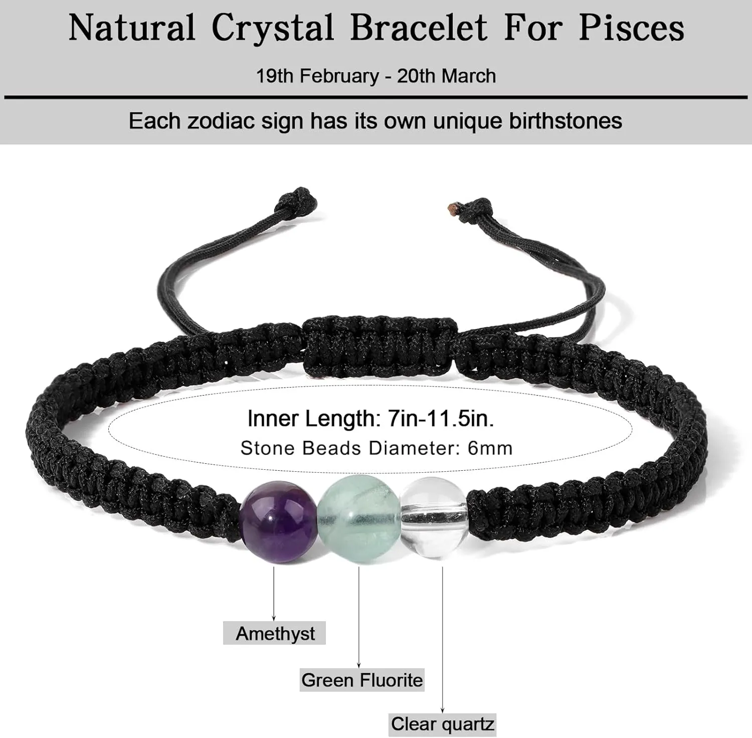 GolbalJew Zodiac Bracelets for Women Healing Crystal Stone 6mm Beads Bracelet Birthday Zodiac Gifts Horoscope Spiritual Bracelet