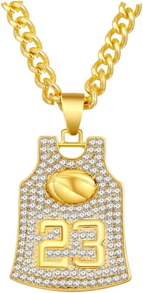 Gold Basketball Jersey Necklace for Women & Men, Player Number Pendant, Sports Fan Jewelry, Team Memorabilia, Memorial Keepsake