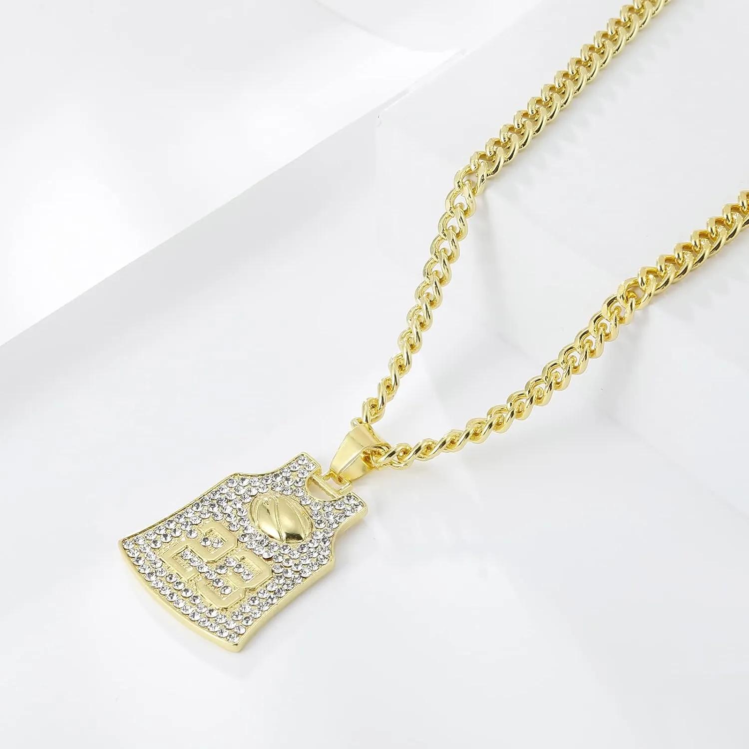 Gold Basketball Jersey Necklace for Women & Men, Player Number Pendant, Sports Fan Jewelry, Team Memorabilia, Memorial Keepsake