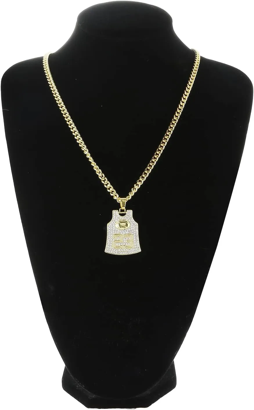 Gold Basketball Jersey Necklace for Women & Men, Player Number Pendant, Sports Fan Jewelry, Team Memorabilia, Memorial Keepsake