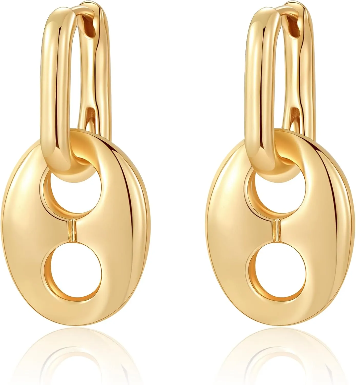 Gold Earrings for Women Huggie Hoop Coffee Bean Earrings Minimalist Gold Hoop Dangle Earring