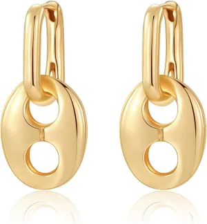 Gold Earrings for Women Huggie Hoop Coffee Bean Earrings Minimalist Gold Hoop Dangle Earring