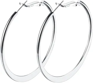 Gold Hoop Earrings,18K Gold Plated Rounded Hoops Earrings for Women