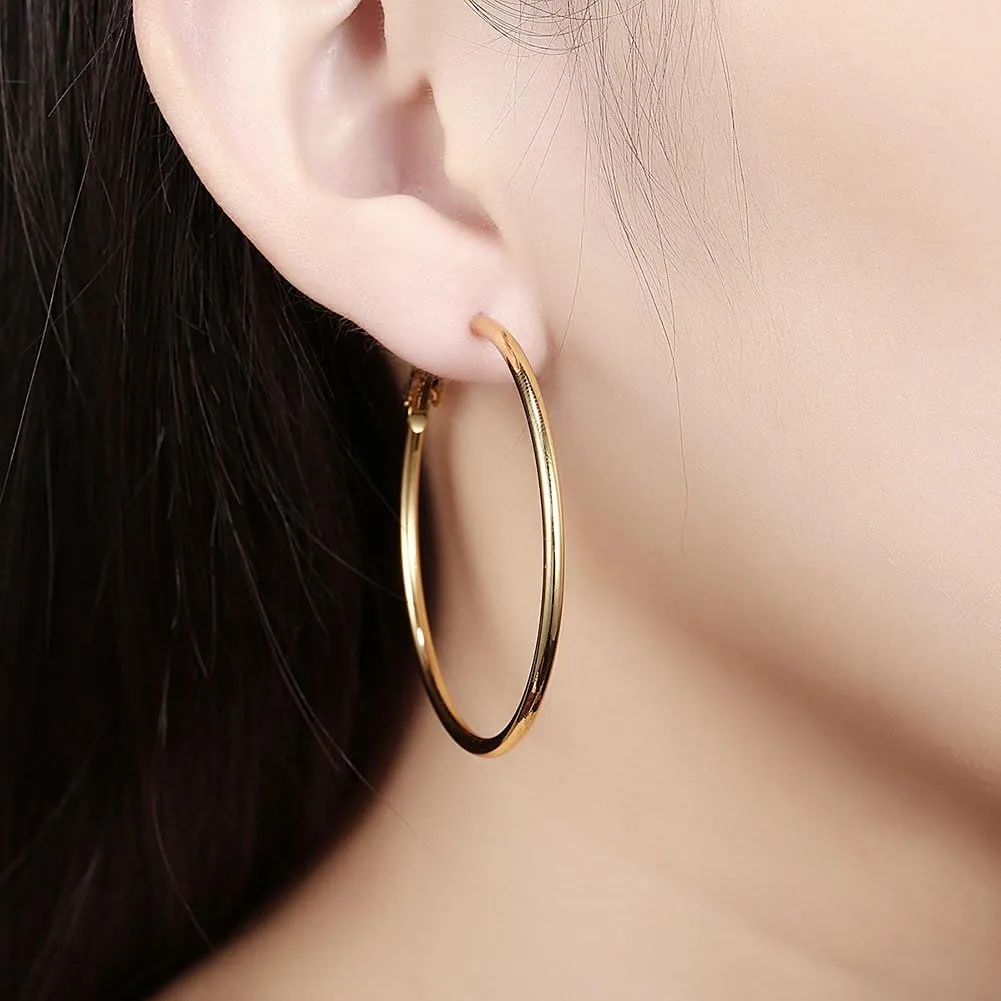 Gold Hoop Earrings,18K Gold Plated Rounded Hoops Earrings for Women