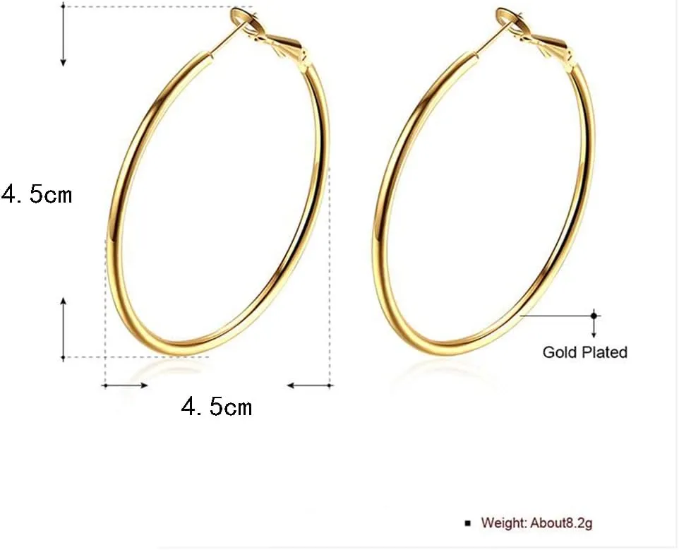 Gold Hoop Earrings,18K Gold Plated Rounded Hoops Earrings for Women