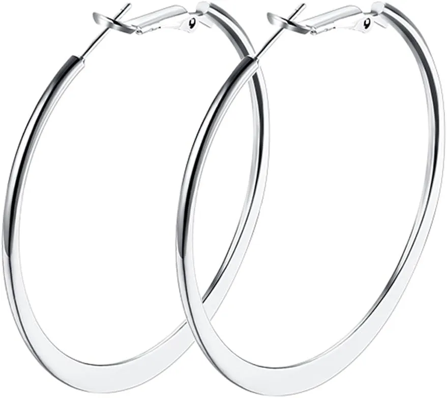 Gold Hoop Earrings,18K Gold Plated Rounded Hoops Earrings for Women
