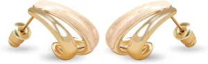 Gold Spiral Statement Open C Hoop Earrings for Women - 14k Gold Plated Earrings with Sterling Silver Post, Dainty Hypoallergenic Earrings Gift for Women
