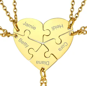 GOLDCHIC JEWELRY Puzzle Friendship Necklaces For Men Women, Stainless Steel Yin Yang Pendant Customized Heart Matching Necklace for 2/3/4/5/6 BFF Stitching Charm Jewelry For BFF Couple Family