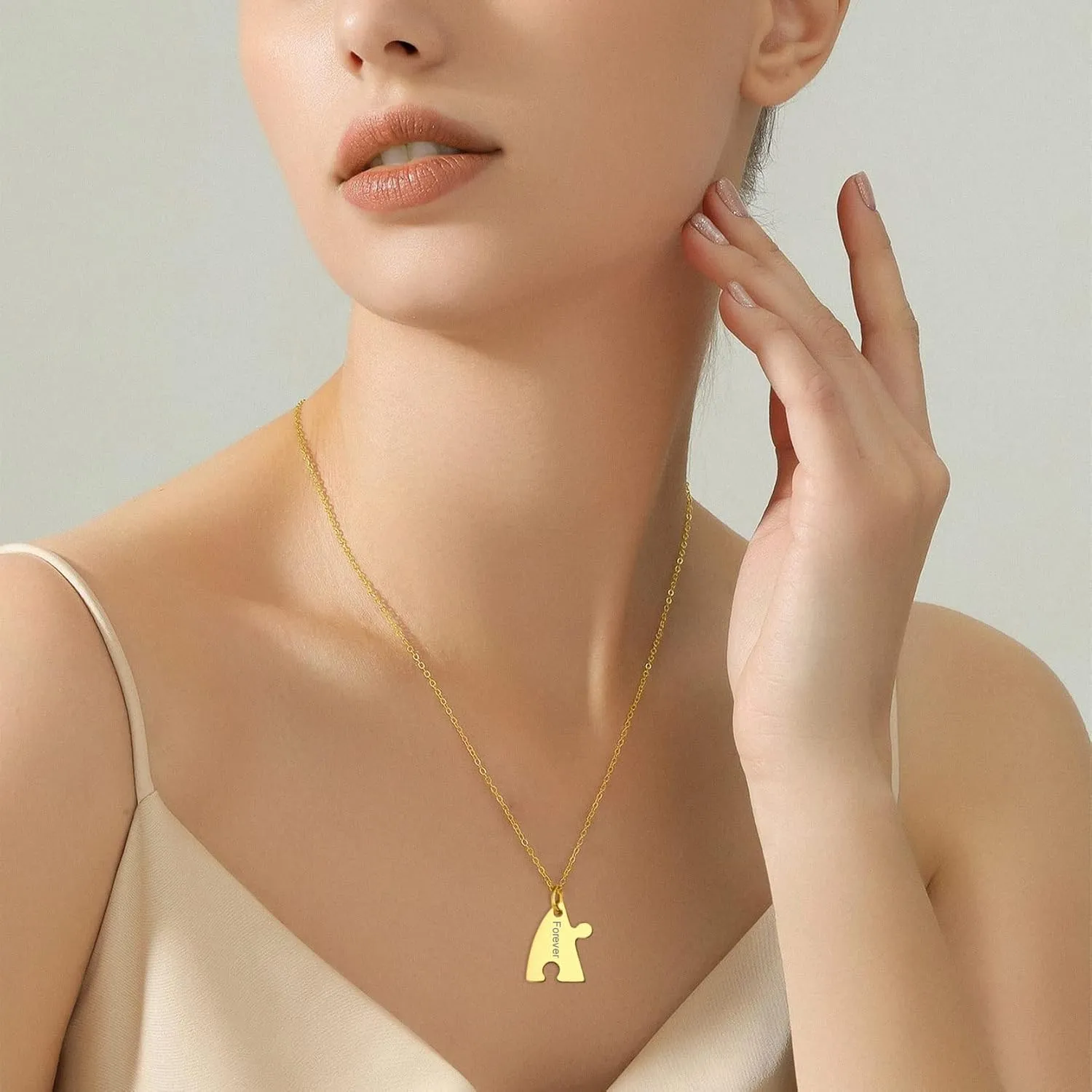GOLDCHIC JEWELRY Puzzle Friendship Necklaces For Men Women, Stainless Steel Yin Yang Pendant Customized Heart Matching Necklace for 2/3/4/5/6 BFF Stitching Charm Jewelry For BFF Couple Family