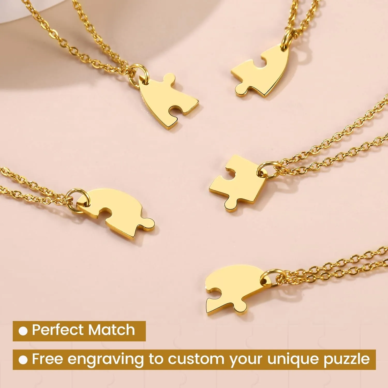 GOLDCHIC JEWELRY Puzzle Friendship Necklaces For Men Women, Stainless Steel Yin Yang Pendant Customized Heart Matching Necklace for 2/3/4/5/6 BFF Stitching Charm Jewelry For BFF Couple Family