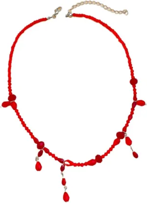 Gothic Blood Drop Fringe Necklace,Vintage Crystal Blooddrip Choker Punk Style Multi-layered Pearl Beaded Necklaces Goth Vampire Clavicle Halloween Jewelry Decorations