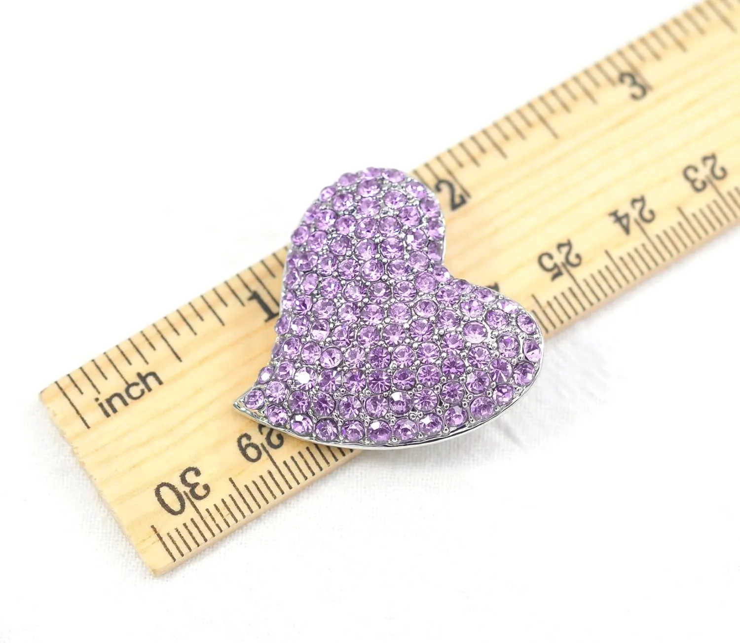 Gyn&Joy Silvery Tone Austrian Crystal Love Heart Brooch Pin BZ264
