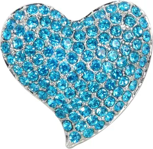 Gyn&Joy Silvery Tone Austrian Crystal Love Heart Brooch Pin BZ264