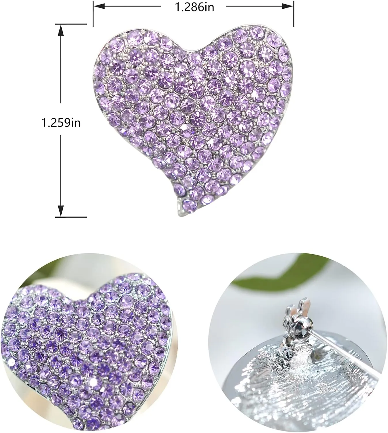 Gyn&Joy Silvery Tone Austrian Crystal Love Heart Brooch Pin BZ264