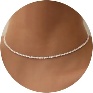 HANLI Tennis Choker Necklace 14K Gold/Silver Plated 2.5mm 3mm 4mm Classic Diamond Tennis Choker Necklace Dainty Sparking Cubic Zirconia Necklace Bridal Wedding Jewelry for Women