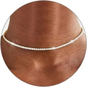 HANLI Tennis Choker Necklace 14K Gold/Silver Plated 2.5mm 3mm 4mm Classic Diamond Tennis Choker Necklace Dainty Sparking Cubic Zirconia Necklace Bridal Wedding Jewelry for Women