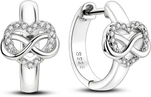 Hapour 925 Sterling Silver Hoop Earrings for Women Teen, Hypoallergenic Huggie Earrings with Platinum Cubic Zirconia, Diamond Jewelry Gift Ideal (Endless Love)
