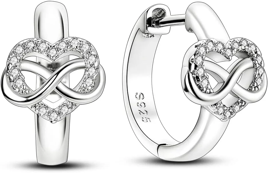 Hapour 925 Sterling Silver Hoop Earrings for Women Teen, Hypoallergenic Huggie Earrings with Platinum Cubic Zirconia, Diamond Jewelry Gift Ideal (Endless Love)