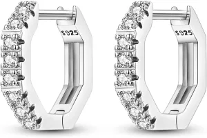 Hapour 925 Sterling Silver Hoop Earrings for Women Teen, Hypoallergenic Huggie Earrings with Platinum Cubic Zirconia, Diamond Jewelry Gift Ideal