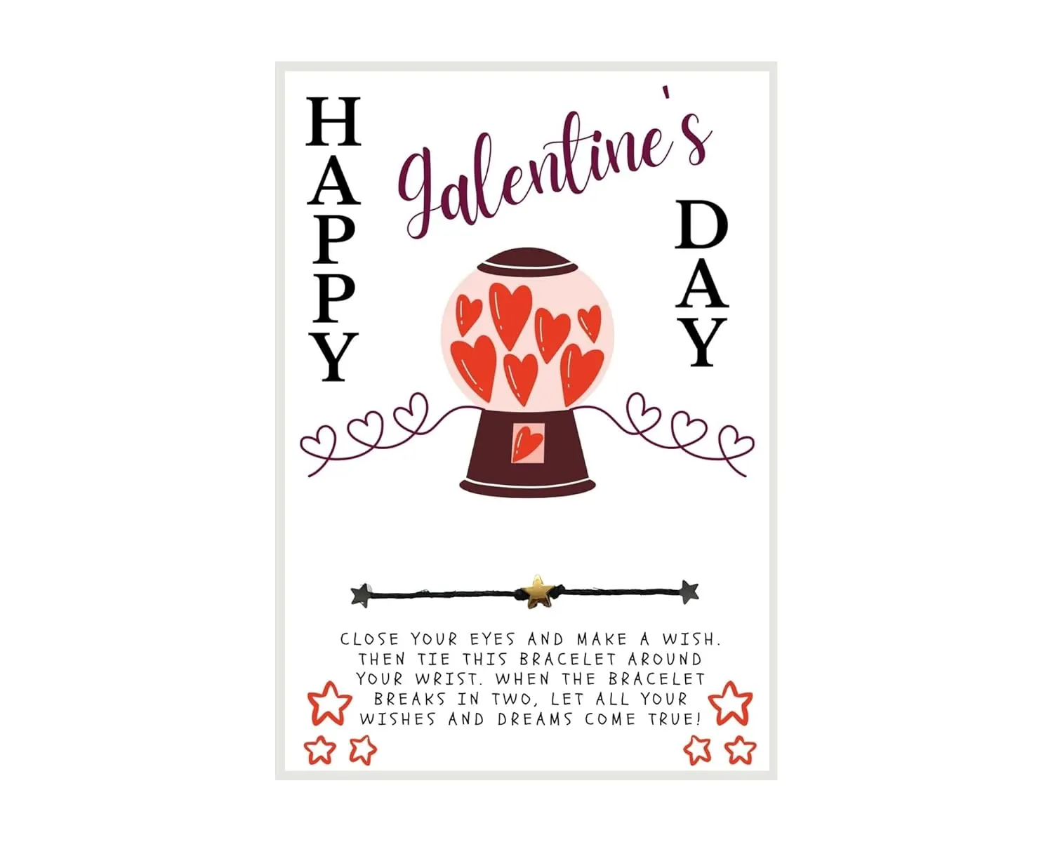 Happy Galentine's Day Wish, Wish Bracelet, Gal Pal Friend Wish Bracelet, Galentine Party Favor, Celebrate Friendship, Valentine's Day Gift, Bestie Wish Bracelet, Make A Wish, Galentine's Day Gift