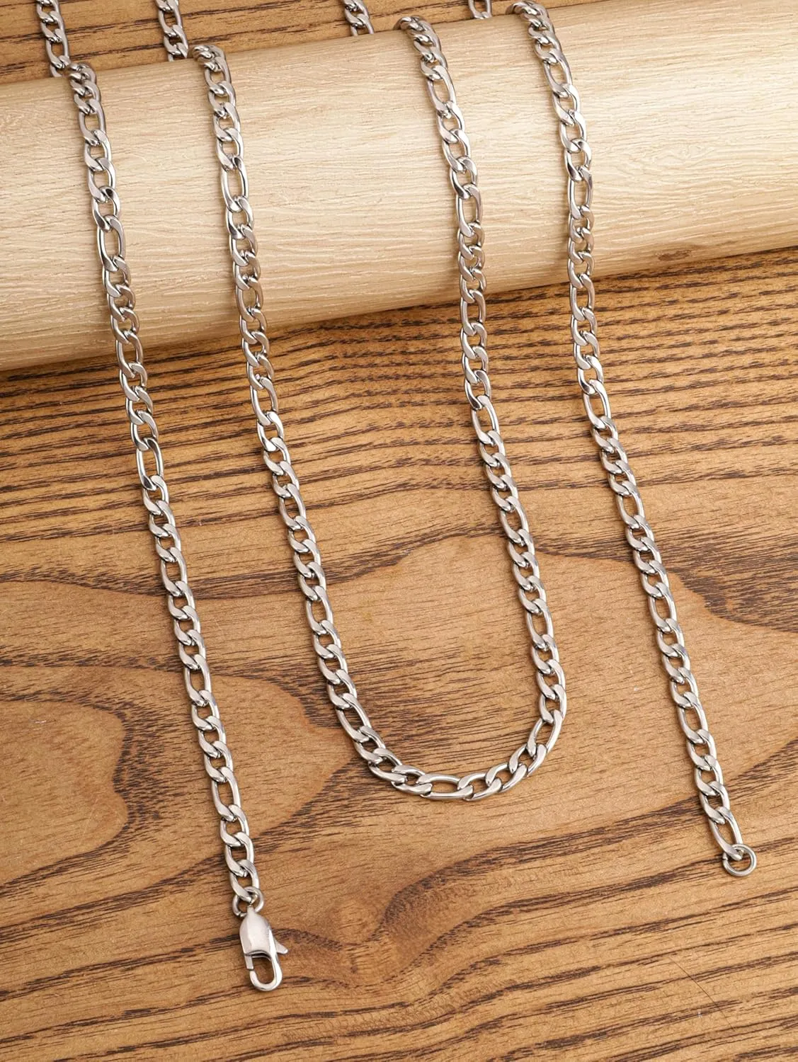 HAQUIL Stainless Steel Figaro Link Chain Necklace, Jewelry Gift for Men and Women 16/18/20/22/24/26/28/30inch 4/5/6/7/8mm