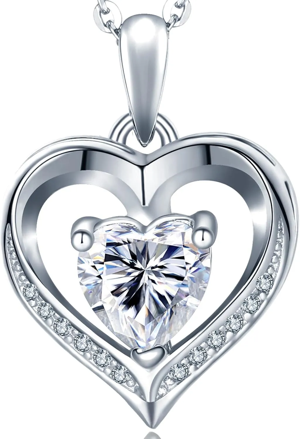 Heart Necklaces for Women Plated 18K Gold Birthstone Pendant Necklace Anniversary Birthday Jewelry Gift for Women Wife Mom Girlfriend Her Christmas Fine Jewelry Gift