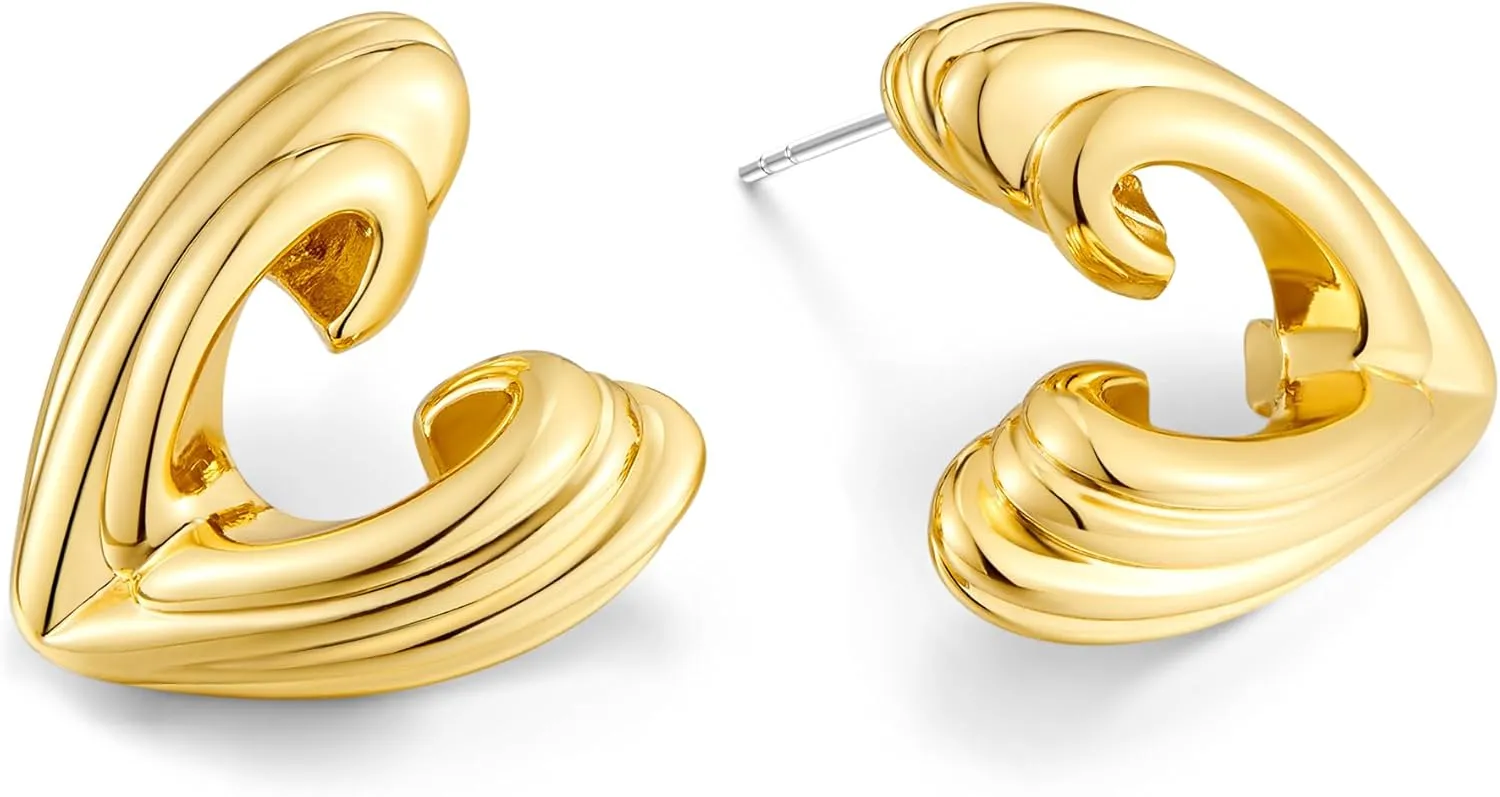 Heart Studs Earrings Gold Plated Drop Earrings for Women Trendy Twisted Earring Fashion Jewelry Gift