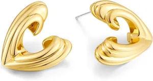 Heart Studs Earrings Gold Plated Drop Earrings for Women Trendy Twisted Earring Fashion Jewelry Gift