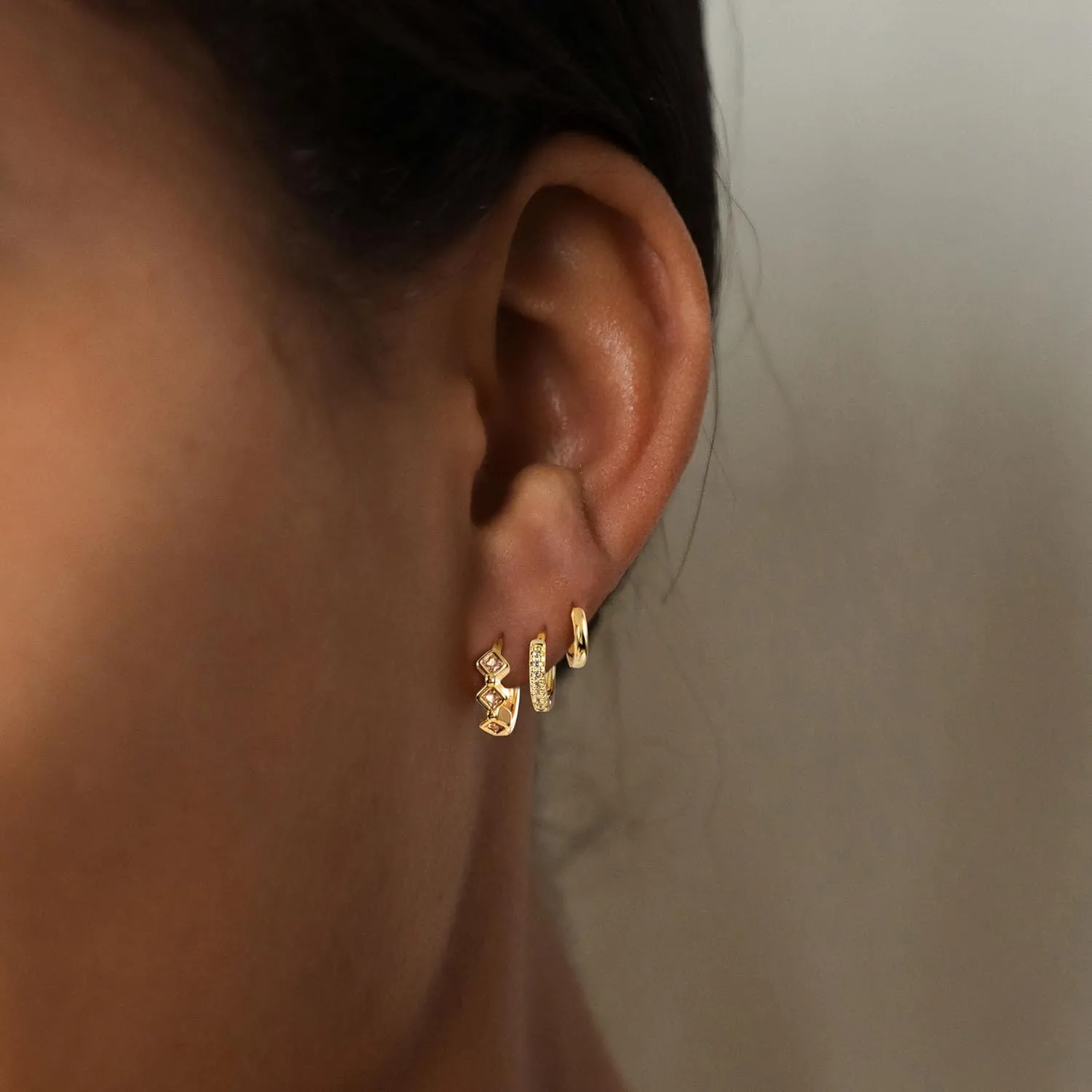 Hoop Earrings for Women, 14k Dainty Gold Earrings Set Small Hoop Earrings for Women Hypoallergenic Earring Sets for Multiple Piercing Trendy CZ Gold Earrings Set Gold Jewelry Gifts