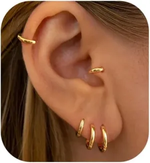 Hoop Earrings for Women, 14k Dainty Gold Earrings Set Small Hoop Earrings for Women Hypoallergenic Earring Sets for Multiple Piercing Trendy CZ Gold Earrings Set Gold Jewelry Gifts