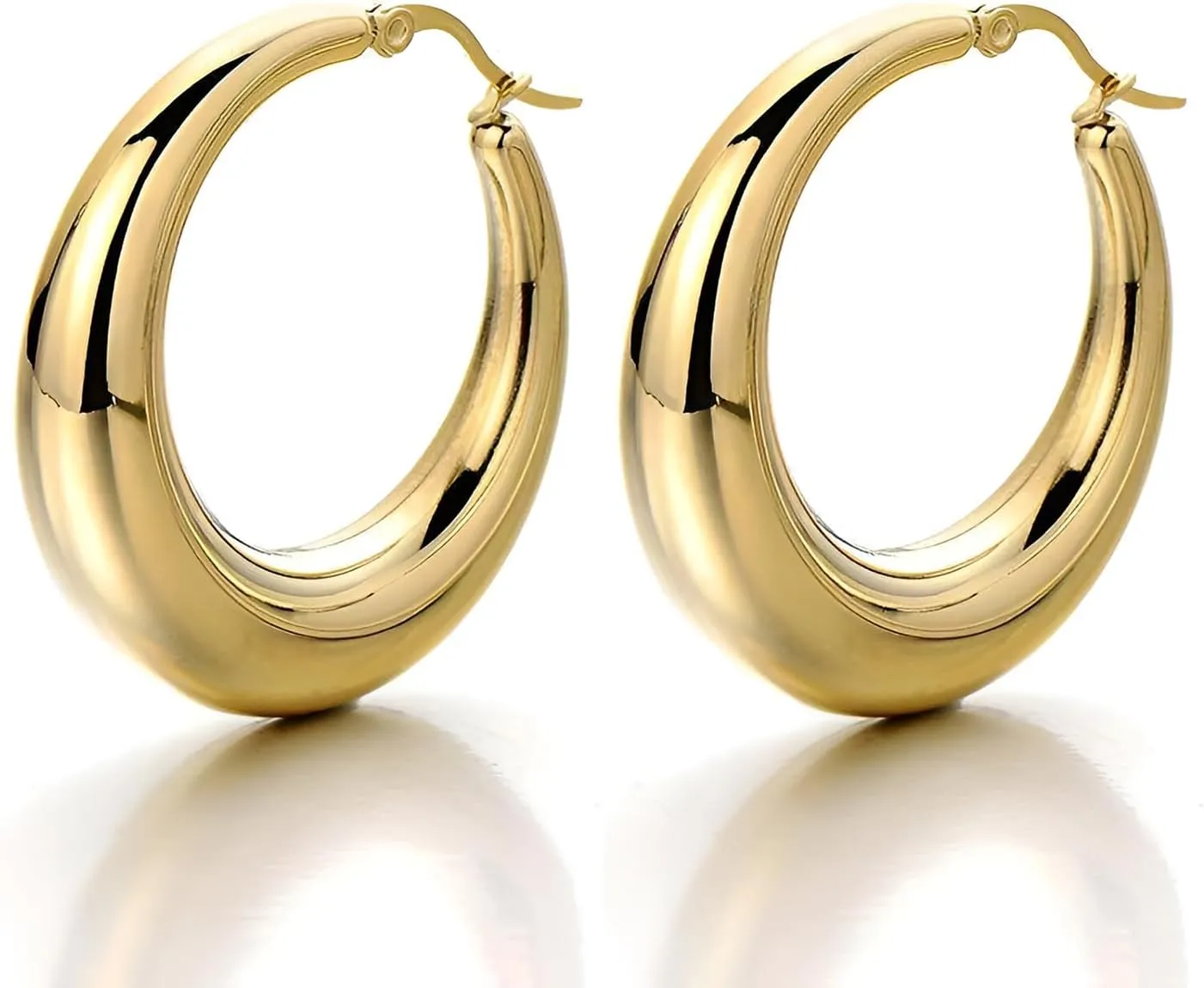 Hoop Earrings for Women Hypoallergenic Stainless Steel Earrings Lightweight Trendy Chunky Hoops