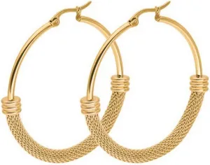 IDB Surgical Stainless Steel Big Hoop Mesh Style Earrings - Gold tone/Silver tone - 2 different sizes to choose from