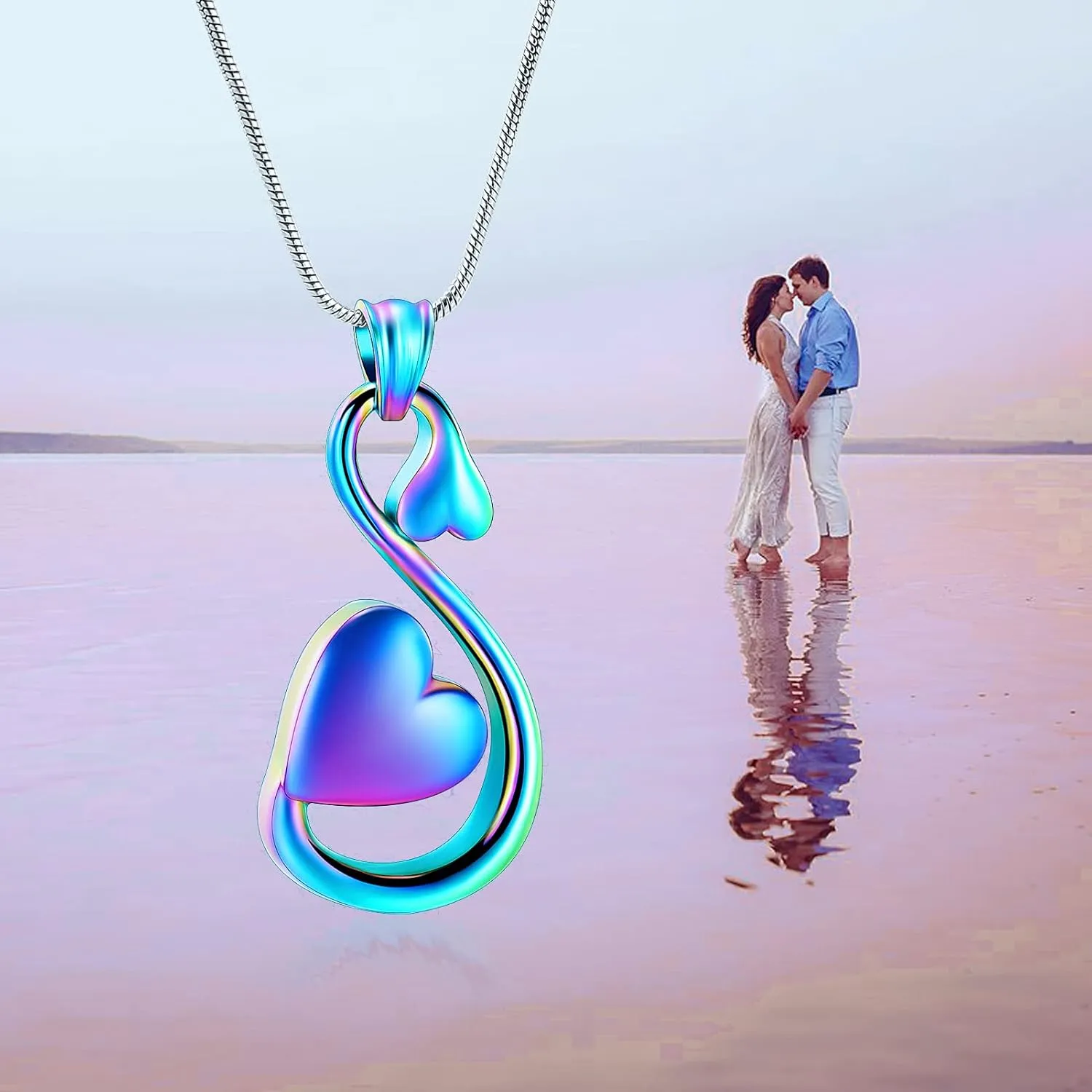 Infinity Heart Urn Necklace for Ashes Cremation Jewelry for Women Men Stainless Steel Memorial Necklaces Ash Holder for Human Pets Keepsake Jewelry for Loved Ones with Fill Tool