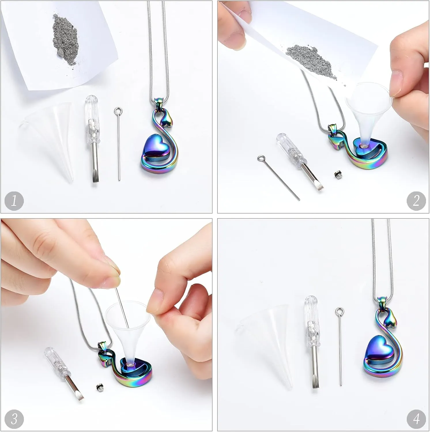 Infinity Heart Urn Necklace for Ashes Cremation Jewelry for Women Men Stainless Steel Memorial Necklaces Ash Holder for Human Pets Keepsake Jewelry for Loved Ones with Fill Tool