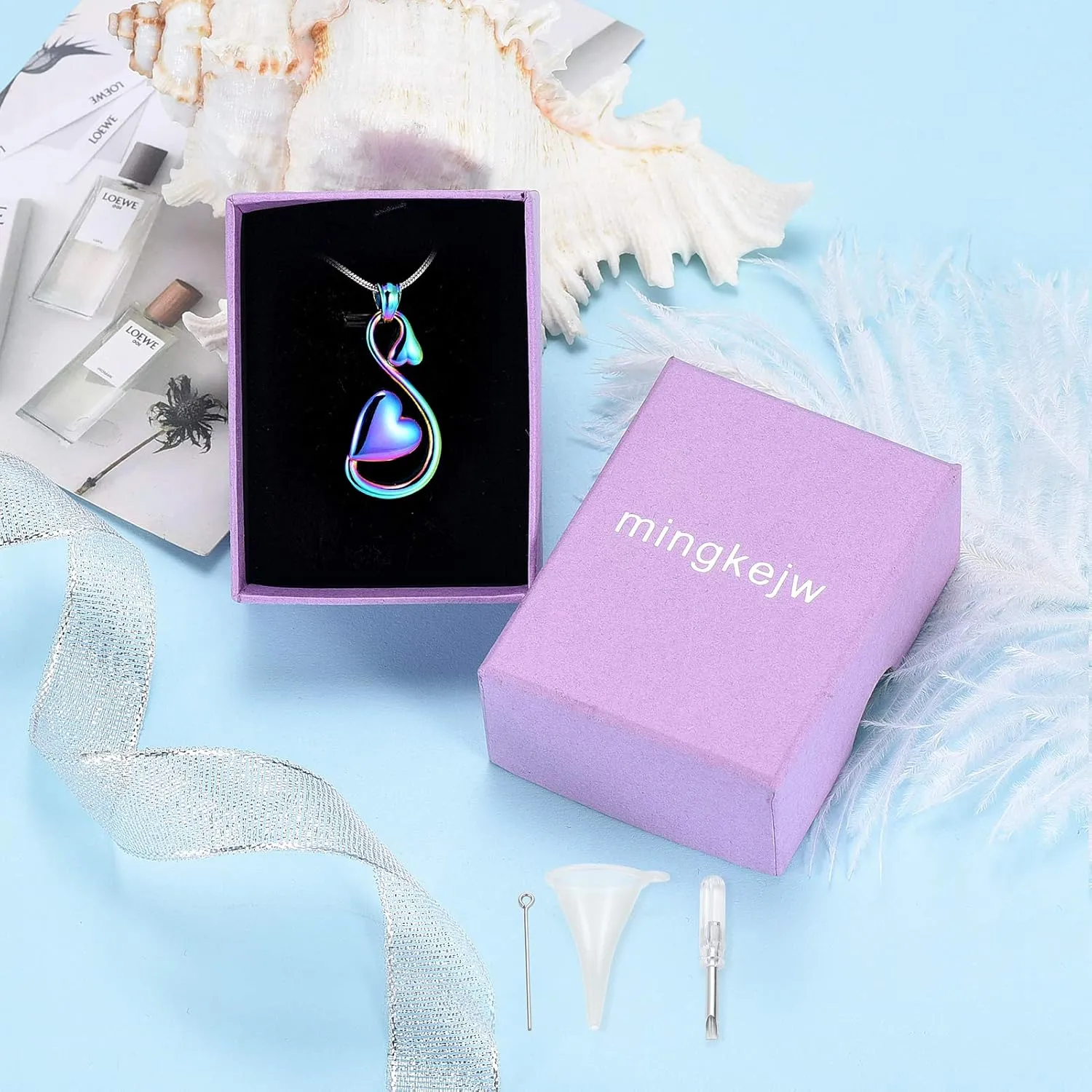 Infinity Heart Urn Necklace for Ashes Cremation Jewelry for Women Men Stainless Steel Memorial Necklaces Ash Holder for Human Pets Keepsake Jewelry for Loved Ones with Fill Tool