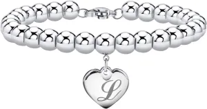 Initial Heart Charm Bracelets for Women Kids Stainless Steel Beads 26 Letters Bracelet Jewelry Birthday Gift for Teens Girls