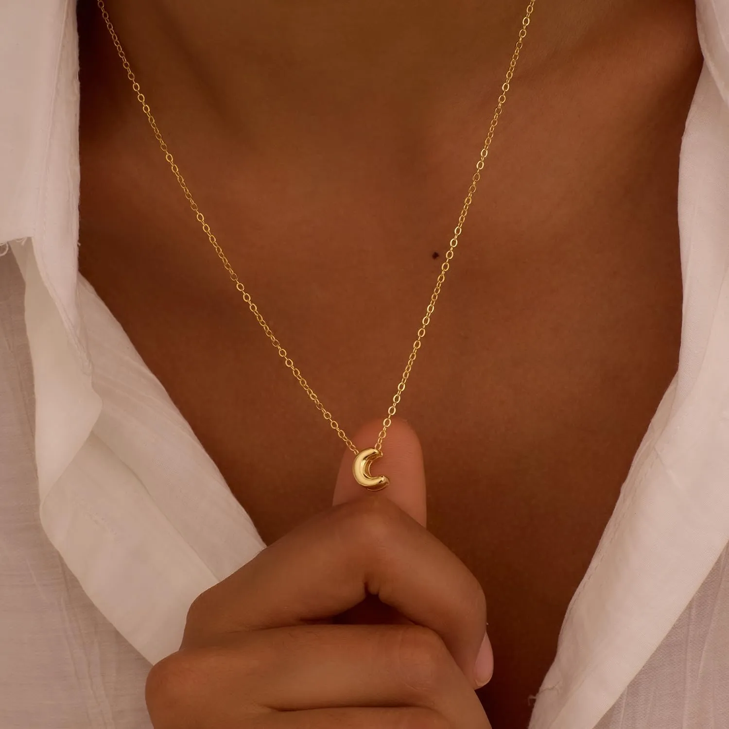 Initial Necklaces for Women Bubble Gold Silver Letter Necklace Dainty Personalized Charm Pendant Name Necklace Cute Non Tarnish Fashion Accessories Teen Gift Trendy Stuff Jewelry Gifts