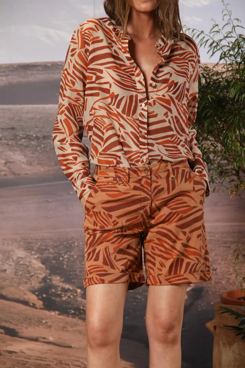Jaqueline bermuda chino donna in twill con stampa geometrica slim fit