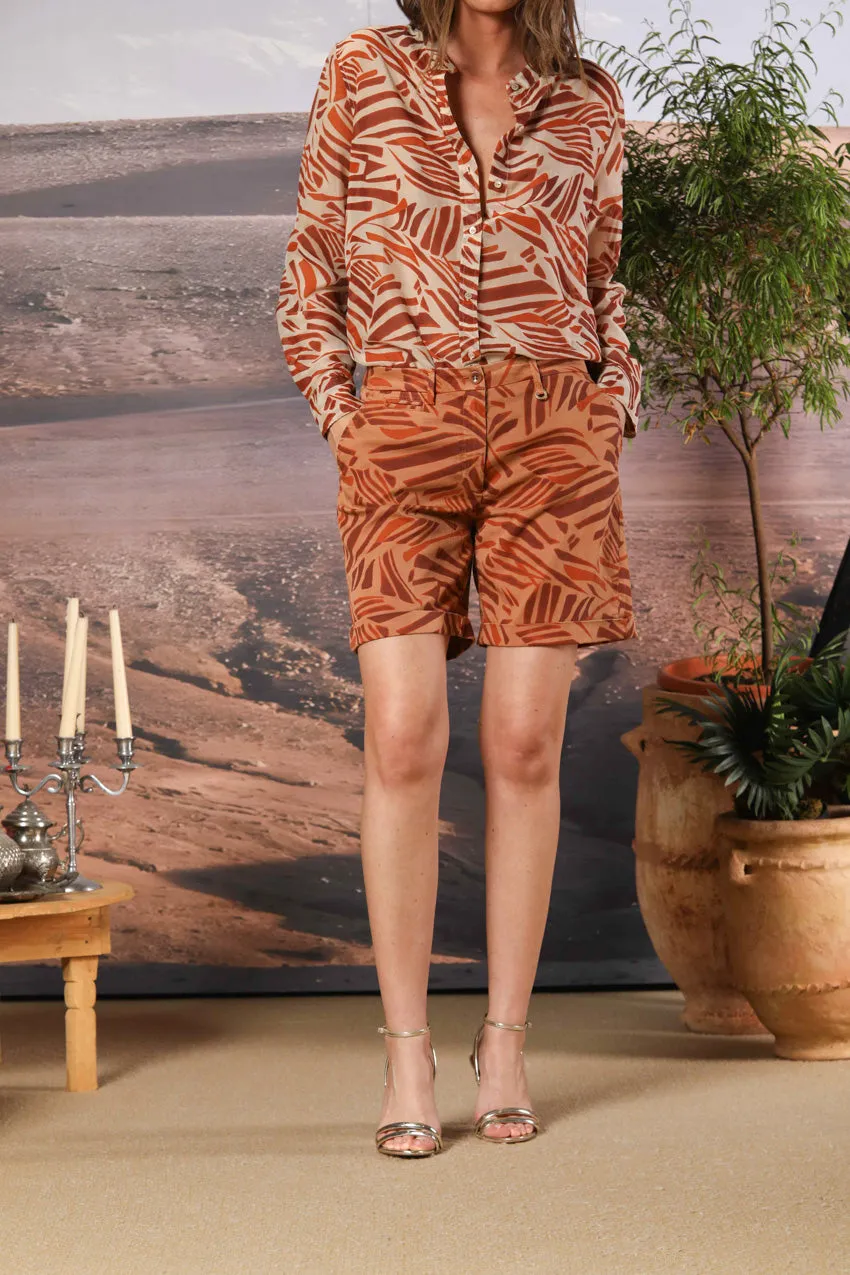 Jaqueline bermuda chino donna in twill con stampa geometrica slim fit