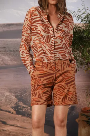 Jaqueline bermuda chino donna in twill con stampa geometrica slim fit
