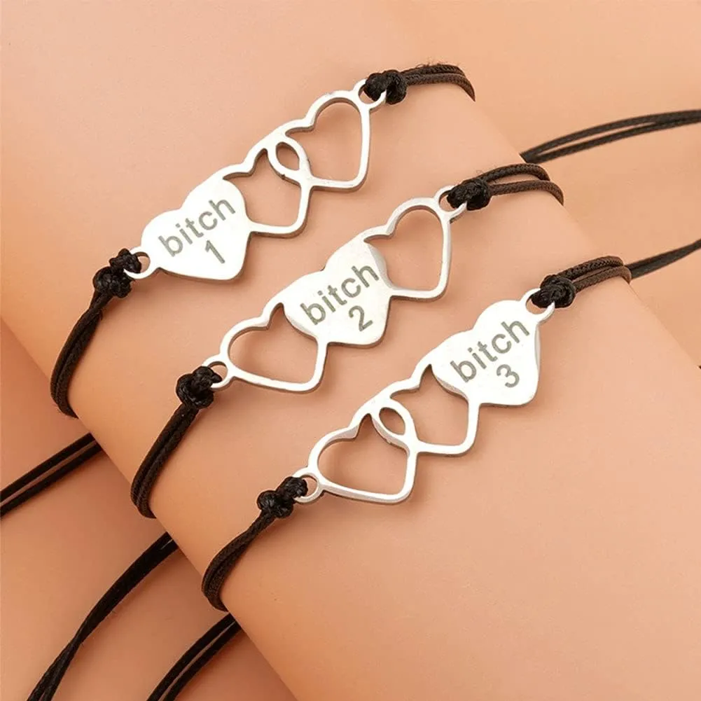 JczR.Y Mother Daughter Bracelet Hollow Stainless Steel Letter Heart Bracelet Matching Cutout Heart Wish Bracelets Back to School Gifts for Mom Girls