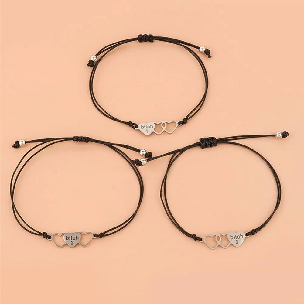 JczR.Y Mother Daughter Bracelet Hollow Stainless Steel Letter Heart Bracelet Matching Cutout Heart Wish Bracelets Back to School Gifts for Mom Girls