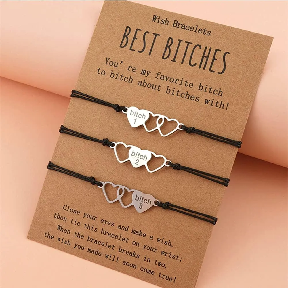 JczR.Y Mother Daughter Bracelet Hollow Stainless Steel Letter Heart Bracelet Matching Cutout Heart Wish Bracelets Back to School Gifts for Mom Girls