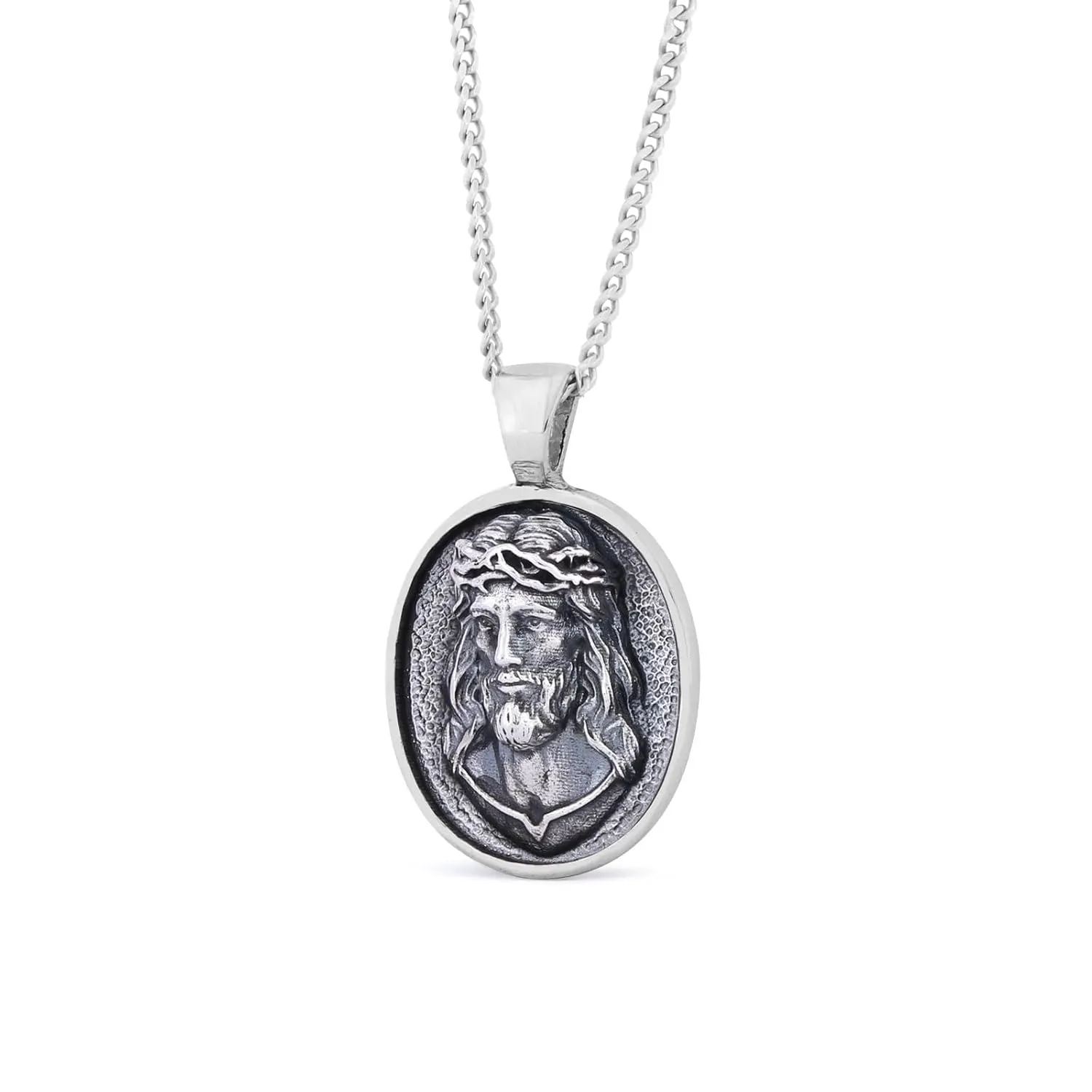Jesus Crown of Thorns Pendant, Jesus Christ Pendant, Religious Necklace, Christian Jewelry, Catholic Faith Necklace, Jesus Medallion