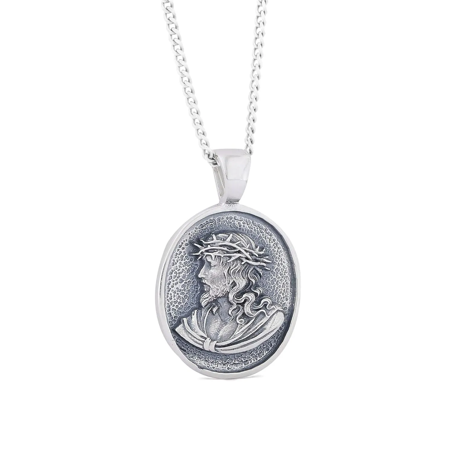 Jesus Oval Pendant, Messiah Necklace, Christ Necklace, Silver Religious Pendant, Gold Plated Jesus Jewelry, Handmade Christian Pendant